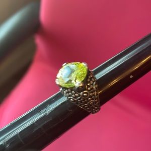 Sterling silver yellow green cz ring sz 5